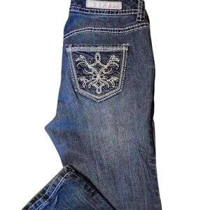 Vintage Y2K Rhythm in Blues Bootcut Jeans Women's 2 Short 26x30 Embroidered